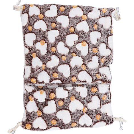 Hamac suspendu chaud style enveloppe pour petits animaux, avec crochets, pour hamsters et lapins, 20 x 22 cm, marron (1/5)