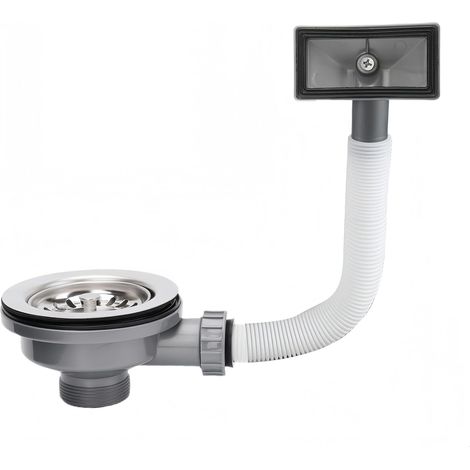 Bonde D'évier avec Carré Trop Plein Panier Inox 110 mm 1½", Acier Inoxydable + ABS, Bonde + Panier (1/5)