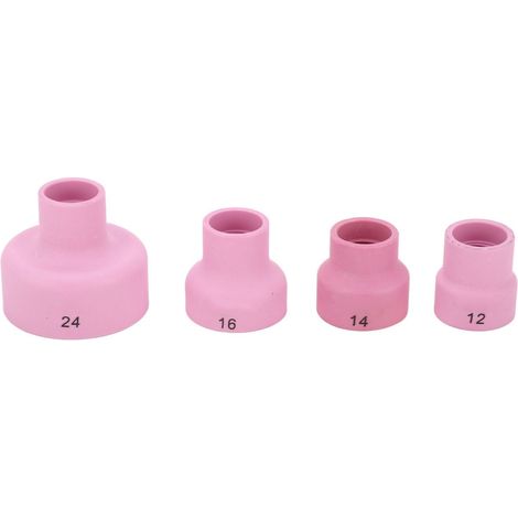 Beyamis Kit de buses TIG en céramique n° 12, 14, 16 et 24, diamètre intérieur du trou central : 2,4 mm, rose. (1/5)