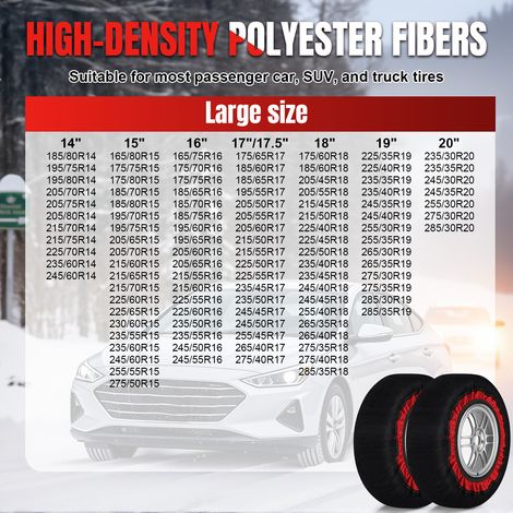 Jiubiaz 2 paia di coperture antiscivolo in tessuto per pneumatici, coperture in fibra di poliestere con fasce elastiche, coperture antiscivolo per auto, SUV, pickup e camion taglia L (1/5)