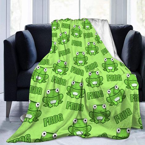 150x200CM Couverture en flanelle, couverture douce et moelleuse en forme de grenouille d'aérobic pour lit, canapé, excellent cadeau pour Noël/Thanksgiving