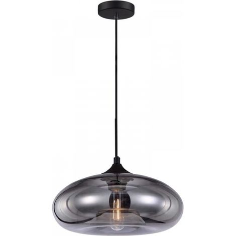 Ineasicer Suspension Industrielle Vintage Ronde en Verre Coloré, Lampe Suspendue au Plafond Retro Loft Bar E27, Lustre Pour Cuisine Salle À Manger Chambre (Argent) [Classe énergétique A+] (1/5)