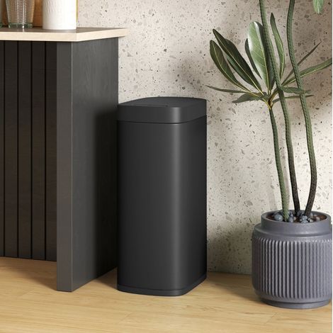 Papelera con sensor 50 L sin contacto de metal negro HAVRYA (1/5)