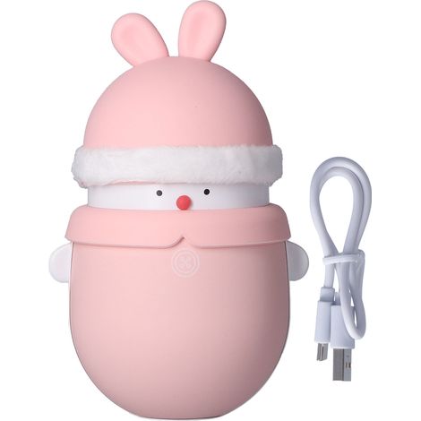 Tragbare Powerbank mit 6000 mAh und Handwärmerfunktion – wiederverwendbar – niedlicher Mini-Hasen-Handwärmer mit 2 Geschwindigkeitsstufen (1/5)