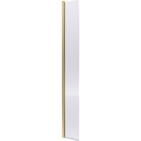 Balterley Shebdon Contemporary Bathroom 8mm Fluted Glass Hinged Flipper Screen, 1950 x 322 x 27mm, Brushed Brass