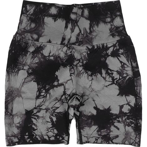 Short cyclistes taille haute femme tie dye noir M - Shorty fitness sport élastique respirant effet liftant fessier (1/5)