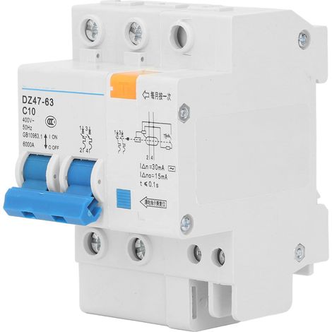 Disjoncteur miniature 2P 10A pour montage sur rail DIN, dispositif de protection contre les surintensités pour bâtiments 400 V (1/5)