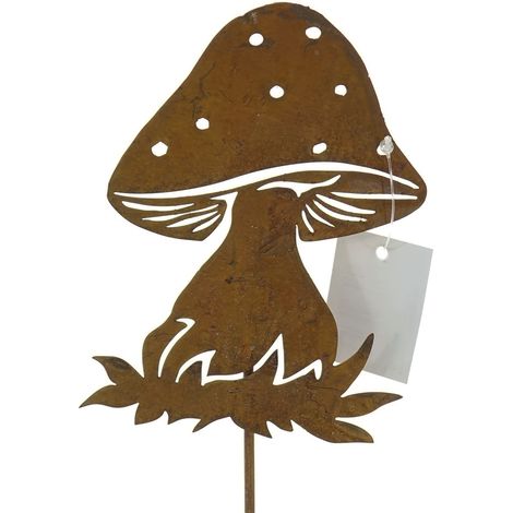 SCHEULEN Weihnachtsdeko Gartenstecker Fliegenpilz mit Rostfinish 48 cm - Metall