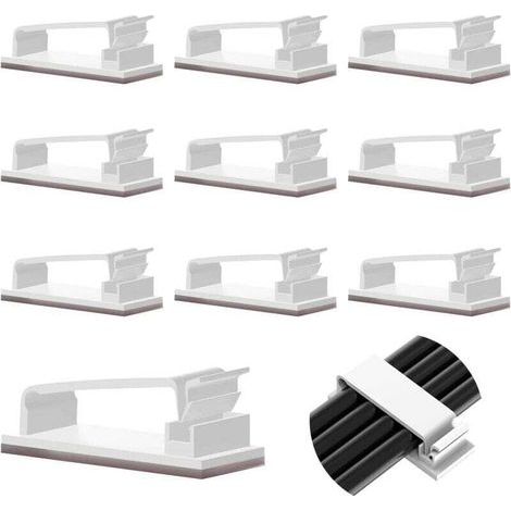 Lot de 50 supports de câbles autocollants, clips durables pour TV, PC, ordinateur portable, câble Ethernet, bureau à domicile (blanc) (1/5)