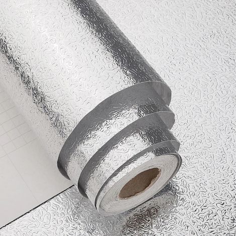 Papier De Contact Auto-Adhésif - Papier Peint Dosseret Cuisine - Résistant À La Chaleur Et Aux Graisses - Pour Plans De Travail Armoires Étagères - 15,7 X 78,7 Pouces - Argent (1/5)
