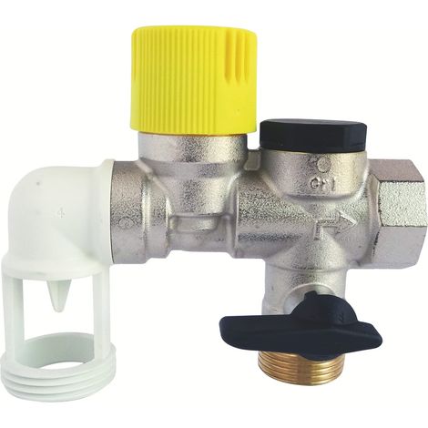SOMATHERM FOR YOU - Safety Group sede teflon NC 20/27 (3/4 '') per l'acqua dura con una guardia d'aria piegato. Evita sovrappressione nel boiler. Corpo di sicurezza obbligatoria per scaldabagni. (1/5)