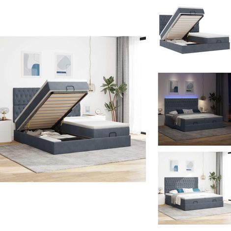 Cadre de lit ottoman avec matelas gris foncé 200x200 cm velours - Lit Ottoman - Lits Ottomans - Cadre De Lit - Cadre De Lit Avec Rangement (1/5)