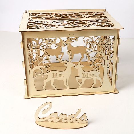 Selbstgemachte Hochzeitskartenbox, rustikale Holzkartenbox, Geschenkkartenhalter, Kartenbox für Hochzeiten, Babypartys, Geburtstage, Abschlussfeiern (1/5)