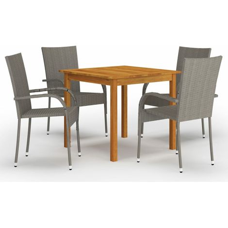 Set da pranzo da giardino per esterni 5 pezzi mobili grigi 020013786 (1/5)