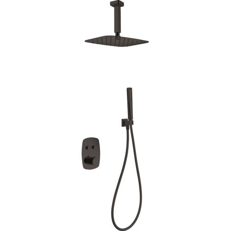 IMEX GPF036/NG FEROE Conjunto de Ducha Empotrado Termostático Negro Mate - ref: GPF036/NG