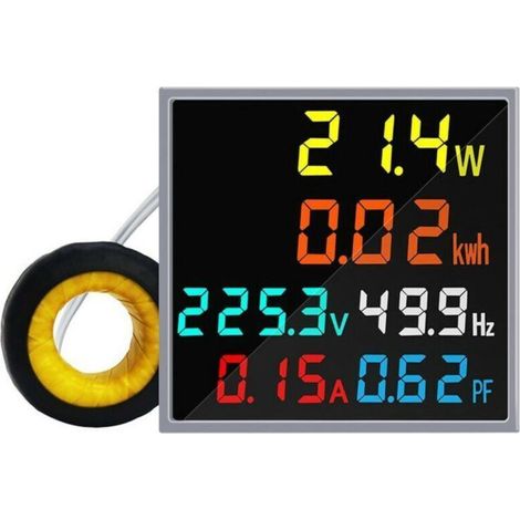 One Piece Mini AC Meter Voltmeter Ammeter Wattmeter Frequency Tester HD LCD Screen Power Factor Voltage Amplifier Monitor-494753mm (1/5)