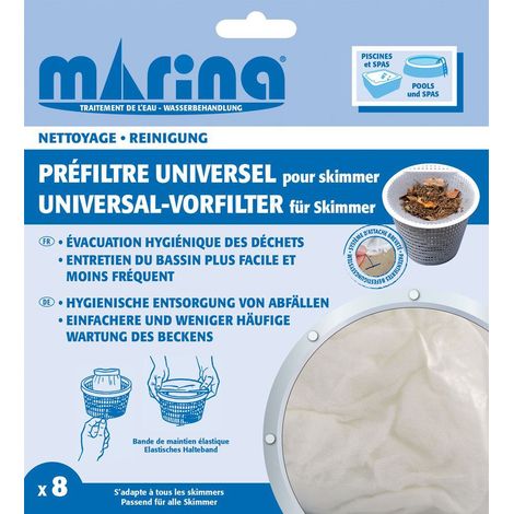 Préfiltre jetable - Marina - Lot de 8 - Universel - Compatible jusqu'à 40 cm - Blanc (1/3)