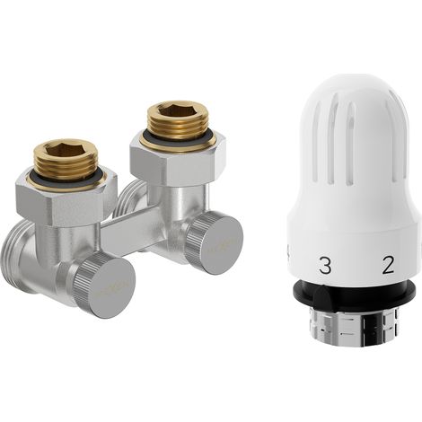 Mexen G04 thermostatisches Doppelrohr-Set DN50, Ecke 1/2"x3/4", Nickel - W911-012-948-01 (1/2)