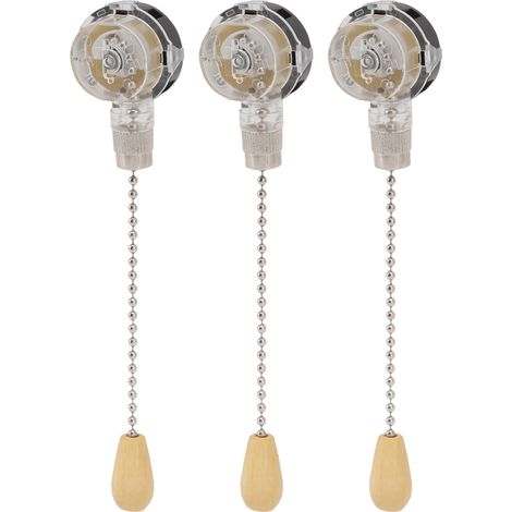 Interrupteur à tirette chromé de remplacement antirouille pour ventilateur de plafond (lot de 3), compatible 250 V et 125 V. (1/5)
