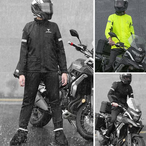 Combinaison de pluie pour moto pour hommes, veste et pantalon réfléchissants résistants à l'eau pour l'extérieur, équipement pour vélo, équitation, Camping, randonnée (1/5)