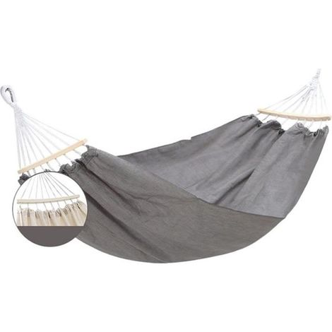 Hamac de camping - Hamac - Hamac d'extérieur - Hamac anti-basculement - Hamac portable - 190 x 75 cm - Gris - Toile grise (1/5)