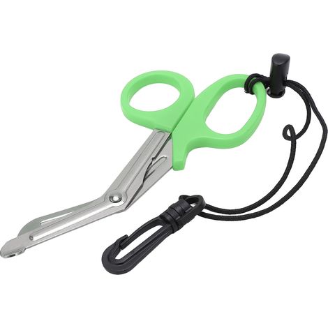 Ciseaux de plongée en acier inoxydable avec sangle et boucle - Vert (1/5)