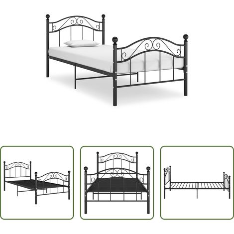 Metallbett - Bett Schwarz Metall 90x200 cm (1/5)