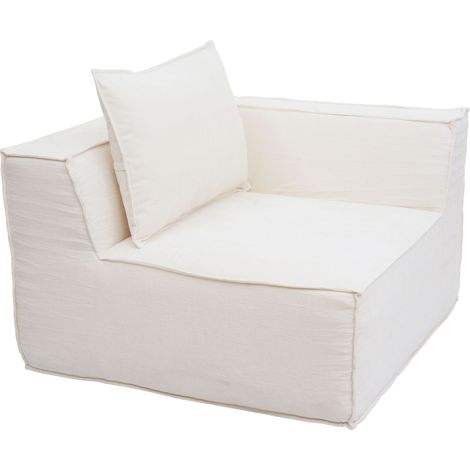 [NON UTILIZZATO] Elemento angolare/modulo divano HHG-396, poltrona lounge imbottita, stoffa/tessuto (300 g/m²) 63x97x97cm, avorio (1/5)