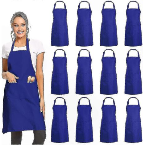 Schwarze Unisex-Küchenschürze mit 2 Taschen, 12er-Pack professionelle Restaurantschürzen, strapazierfähige Arbeitskleidung für Köche, für den harten Einsatz geeignet (1/4)