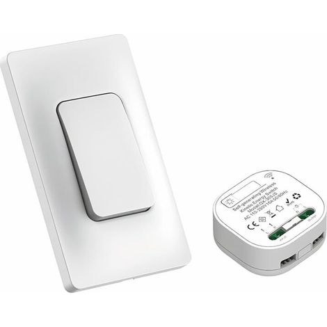 Kit d'interrupteur de lumière sans fil avec alimentation propre Lumière à distance sans câblage sans piles Interrupteurs muraux sans fil pour l'éclairage de la maison (1/5)