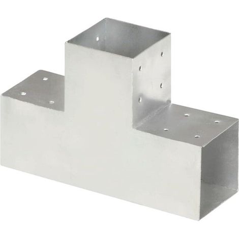 Connecteur de poteau en T 101 mm, raccord pour 3 poutres en bois 10 x 10 cm, métal galvanisé à chaud, résistant à la rouille, pour carport, abri et pergola (1/5)