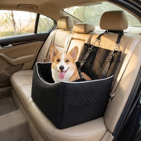 Hunde Autositz für kleine & mittlere Hunde bis 15,8 kg, waschbar, mit 2 Sicherheitsgurten (1/5)