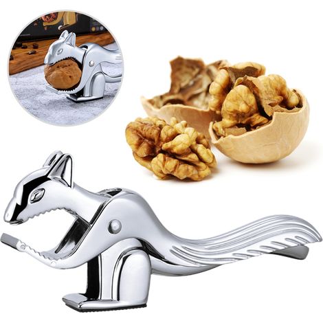 Casse-noix en forme d'écureuil Alliage de zinc Design ergonomique antidérapant Couleur argent Outil multifonction robuste pour noix (1/5)