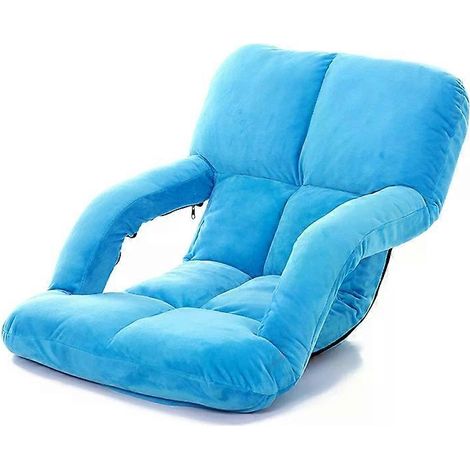 Fauteuil inclinable pliable avec accoudoirs - Bleu, dossier simple (1/5)
