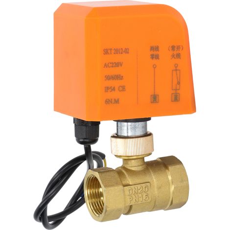Vanne à billes motorisée 2 voies 2 fils NO électrique laiton DN20 3/4in filetage AC220V IP54 (1/5)
