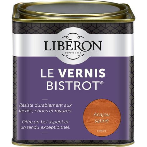 Vernis bistrot - Vernis bois - Meubles Boiseries Objets - Anti-taches - Anti-chocs et rayures - Tendu bon - Acajou Satin - 0,5L (1/5)