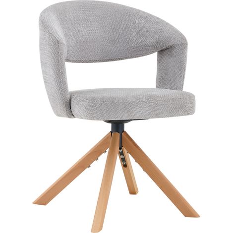 Lot de 2 chaises pivotantes en tissu gris avec pieds en bois massif, hauteur 81,5 cm, rotation 360° silencieuse (1/5)