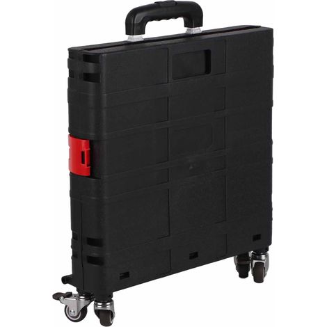 Chariot utilitaire pliable à 4 roues universelles avec frein silencieux, chariot à main pliable et caisse de rangement roulante avec couvercle, roues noires de grande taille (1/5)