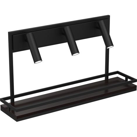 Applique murale noire mate Luminex Shelf 3 spots GU10