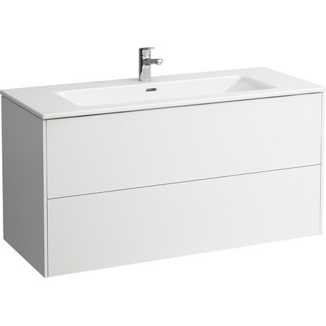 Lavabo PRO S BASE avec meuble sous-vasque, 2 tiroirs, 1 trou pour robinetterie, blanc perle LAUFEN