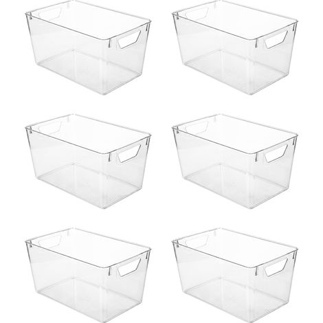 TOQUE 6PCS Fridge Storage Bins Clear Kitchen Organiser Containers PET Stackable (1/5)