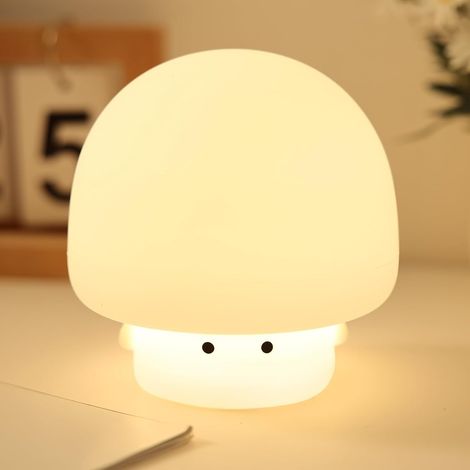 Baby-Nachtlicht, weiches Silikon, wiederaufladbar, kabellos, LED, sanftes Licht zur beruhigenden Dekoration (Beige Champignon) (1/5)