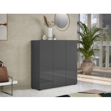 Sapatero Stamira, Mueble para Zapatos 10 Estantes, Made in Italy, 34x120x115h cm Negro Antracita (1/4)