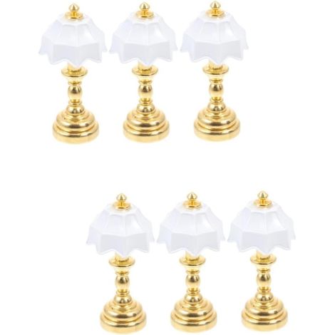 Set mit 6 Puppenhaus-Tischlampen, Stehlampen, Akzentlampen, Puppenhausbeleuchtung, Mini-Stehlampen, Mini-Öllampen aus Schmiedeeisen