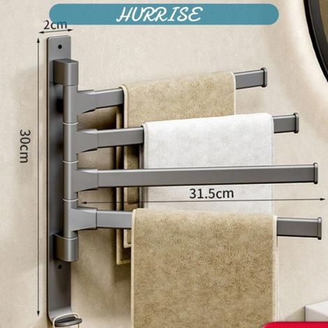 Sonew porte-serviettes de salle de bain Porte-serviettes Pivotant Rotatif avec 4 Bras, Aluminium Spatial, Design luminaire porte (1/5)