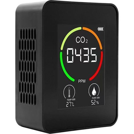 ALLIANDISDétecteur de CO2 3 en 1, Détecteur de dioxyde de carbone, Qualité de l'air - Température et humidité, Moniteur Dioxyde Carbone CO2 pour la Maison, le Bureau, la Voiture (1/4)