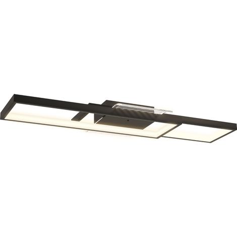 Plafonnier LED 43 W 4600 lm 3000-6000 K, dimmable, avec télécommande et interrupteur mural, 70 x 30 x 7 cm, noir