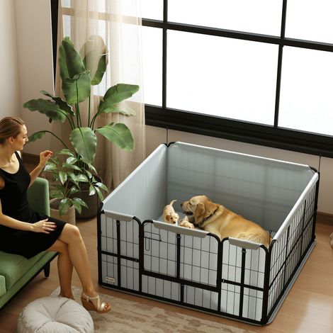 Box per parto, gabbia per parto con porta, tappetino di addestramento lavabile, 122 x 122 x 60 cm, nero (1/5)