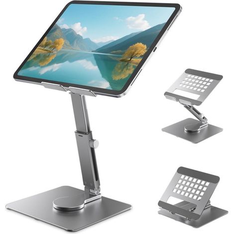 Soporte Para Tablet - Ajustable En Altura - Rotación 360° - Construcción De Metal - Compatible Con Tablets De 4,7 A 16,5 Pulgadas - 1 Unidad (1/5)