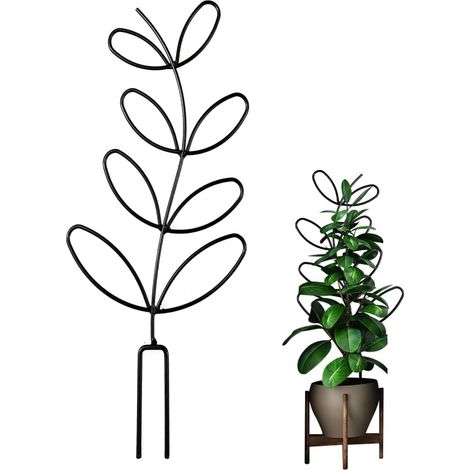Support Plante Grimpante Treillis Jardin, 32 cm, Noir Métal, Triangulaire für Wohnzimmer, Balkon, Topfpflanzen (1/5)